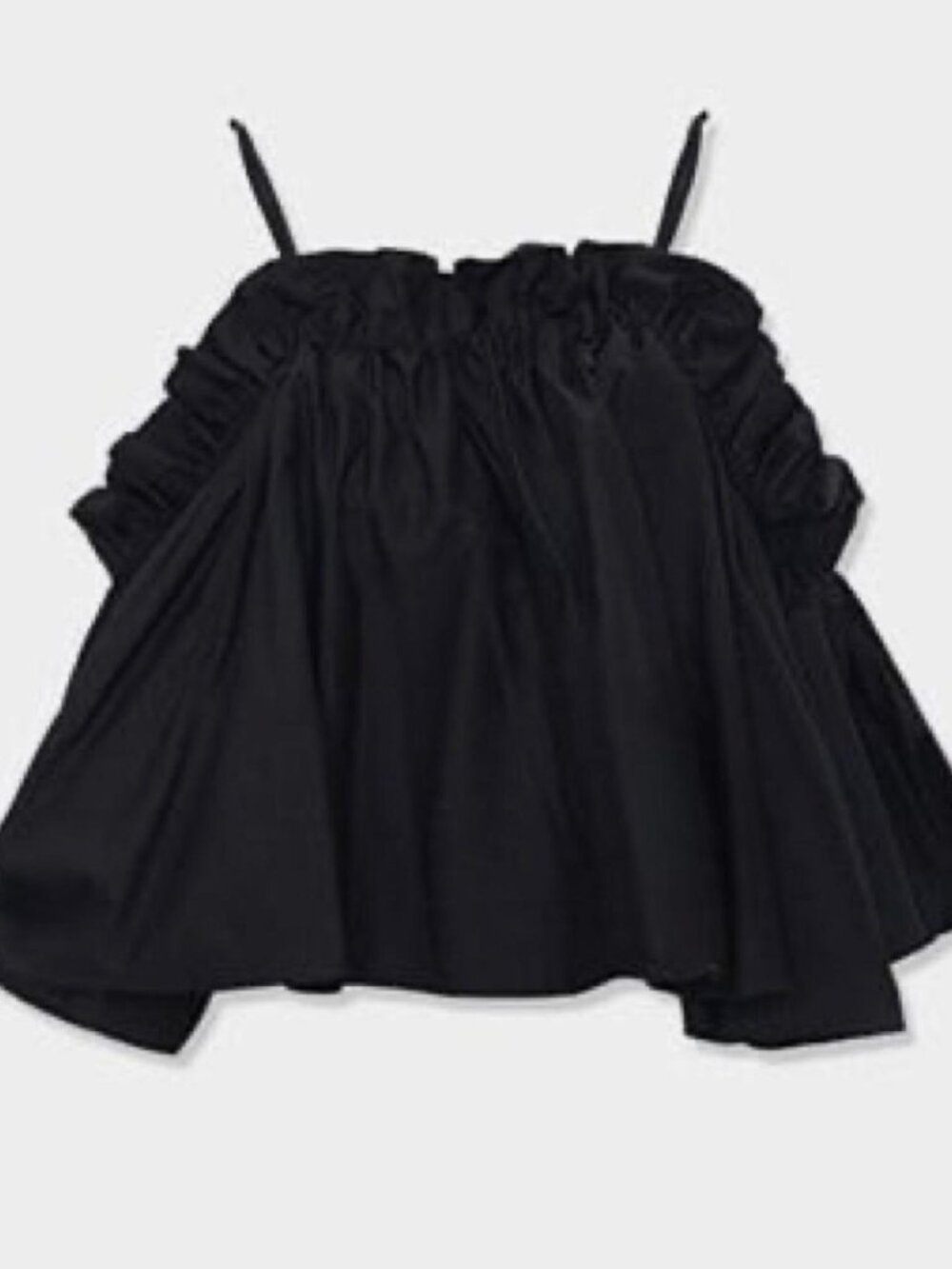 Black ruffle crop top with adjustable straps